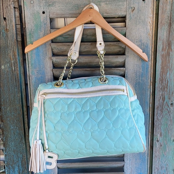 Betsey Johnson Handbags - Betsey Johnson quilted heart mint duffle purse